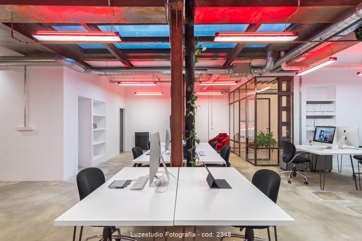 puestos de trabajo en agencia creativa con iluminación en el techo