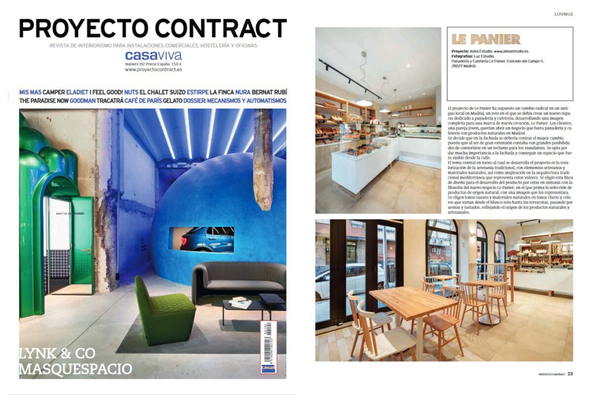 portada y pagina de la revista proyecto contract con fotografias de interiores de luzestudio publicadas