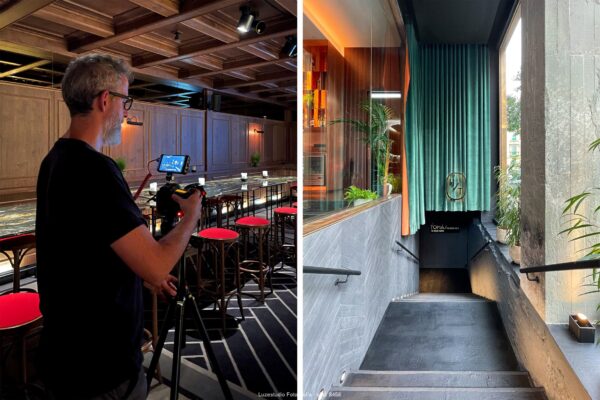 xermán peñalver fotógrafo de arquitectura e interiores en madrid trabajando en un reportaje fotográfico y zona de escalera con bajante