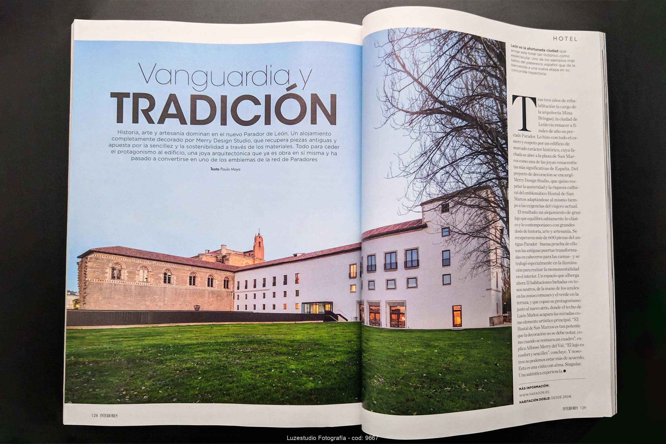 fotografia de alina banta del parador de leon en la hora azul en la revista interiores